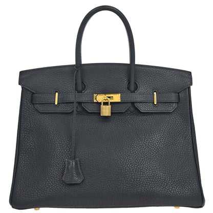 Hermes Blue Indigo Fjord Birkin 35 Handbag