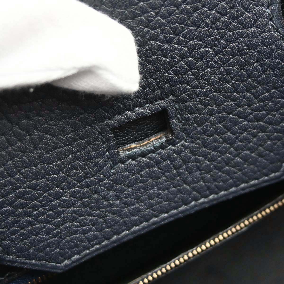 Hermes Blue Indigo Fjord Birkin 35 Handbag