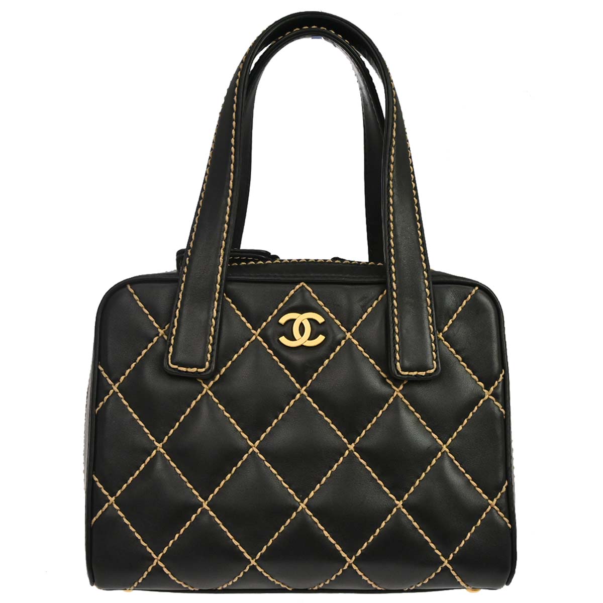 Chanel 2003-2004 Black Calfskin Wild Stitch Handbag