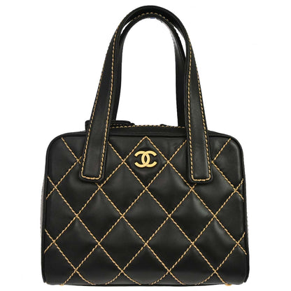 Chanel 2003-2004 Black Calfskin Wild Stitch Handbag