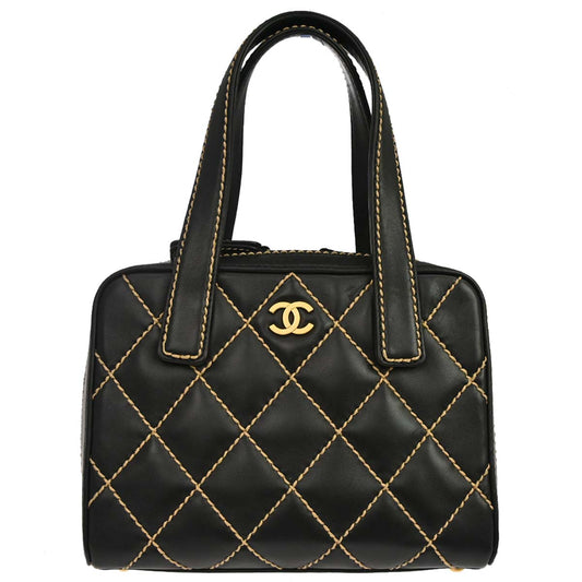 Chanel 2003-2004 Black Calfskin Wild Stitch Handbag