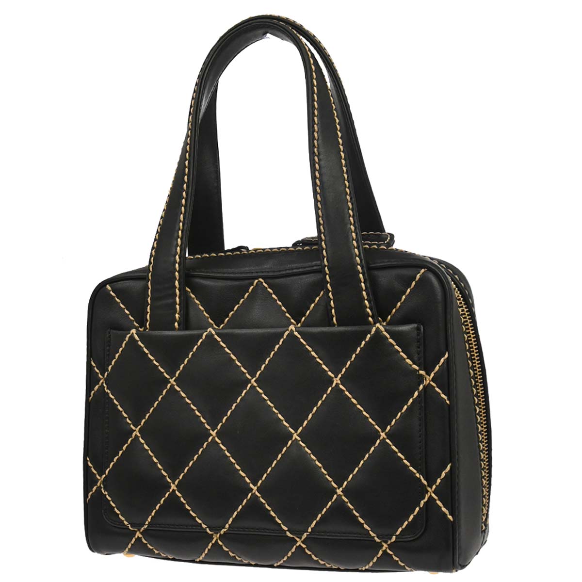 Chanel 2003-2004 Black Calfskin Wild Stitch Handbag