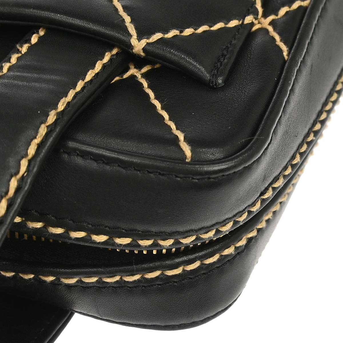 Chanel 2003-2004 Black Calfskin Wild Stitch Handbag