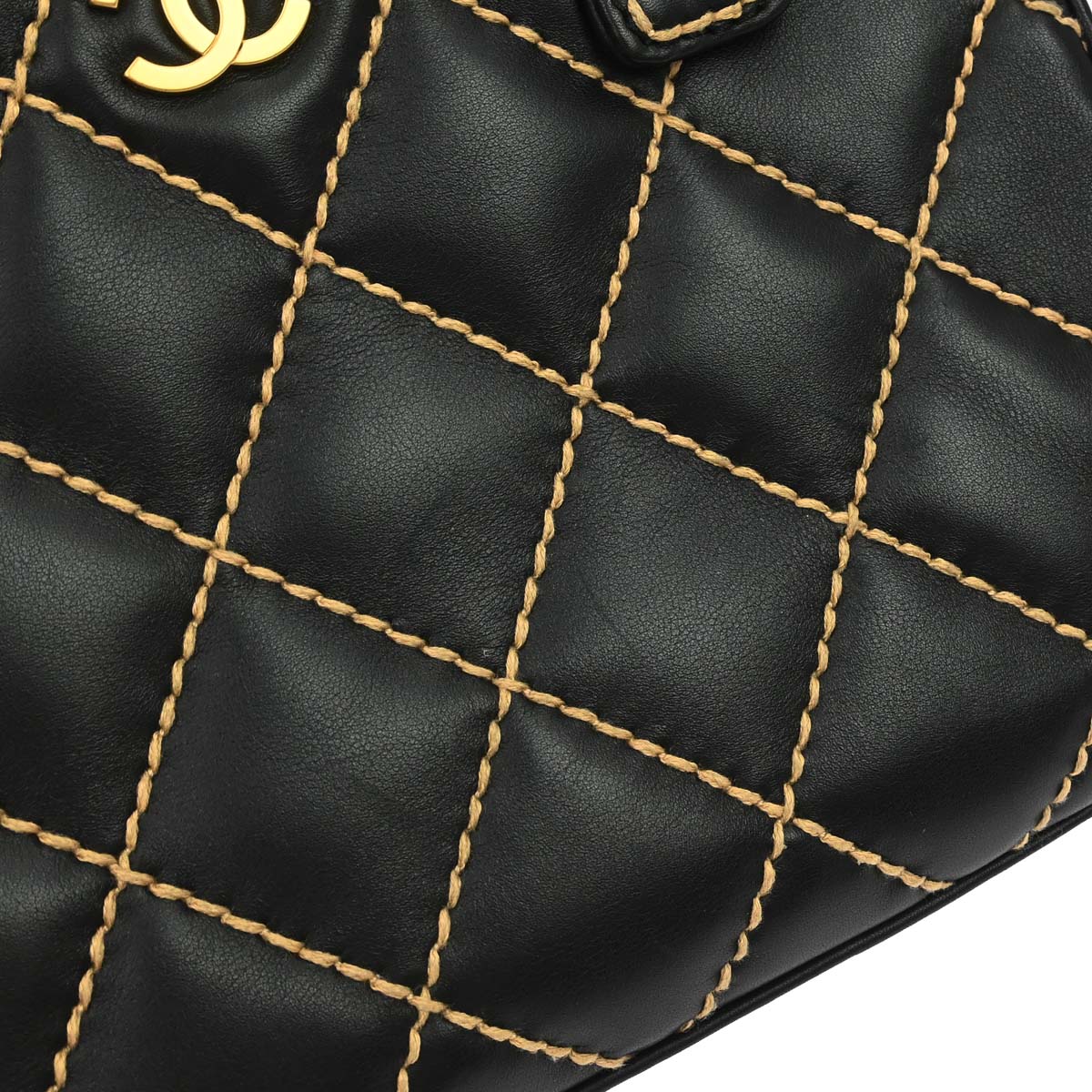Chanel 2003-2004 Black Calfskin Wild Stitch Handbag