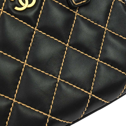 Chanel 2003-2004 Black Calfskin Wild Stitch Handbag