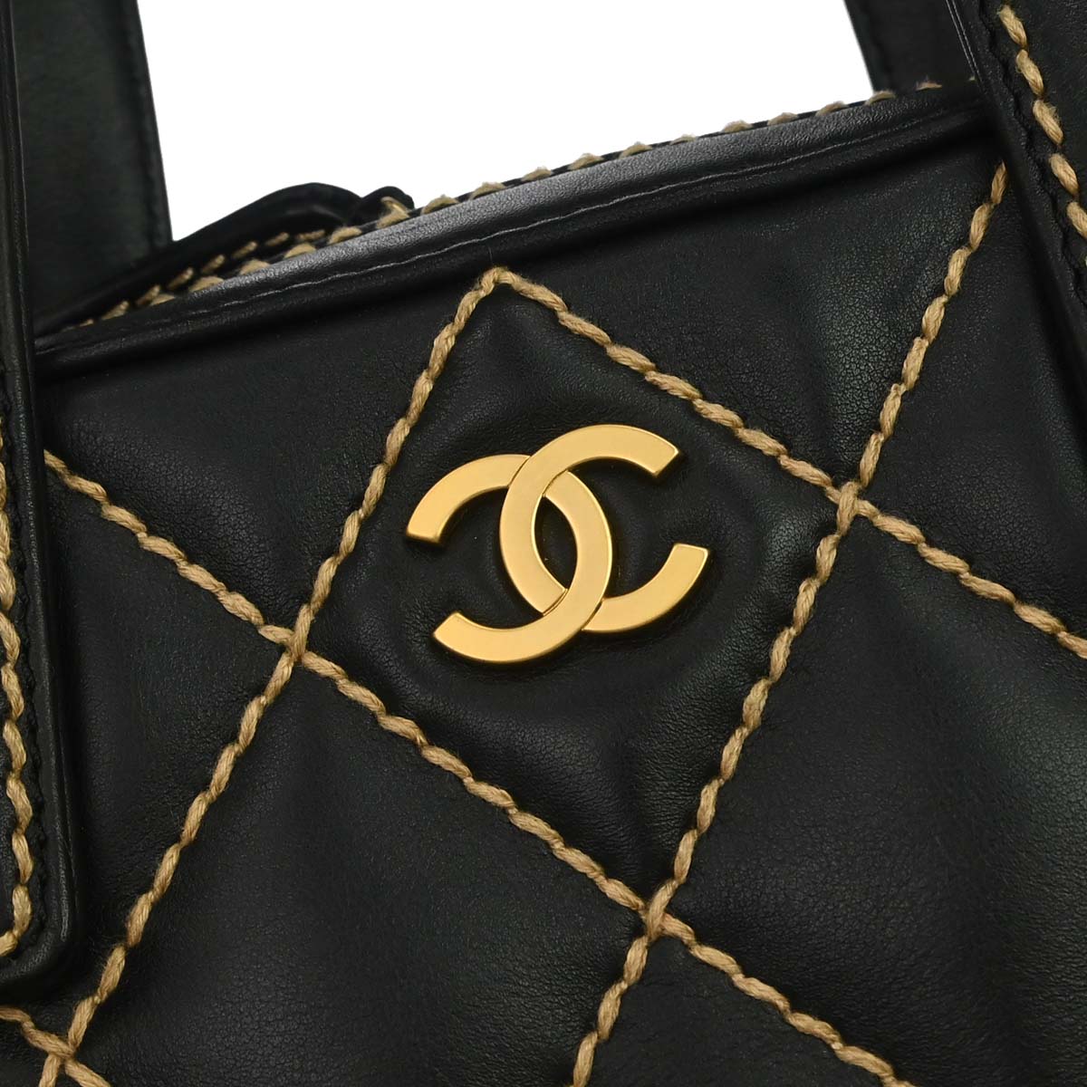 Chanel 2003-2004 Black Calfskin Wild Stitch Handbag