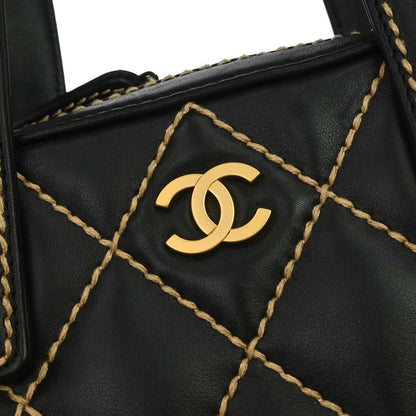 Chanel 2003-2004 Black Calfskin Wild Stitch Handbag