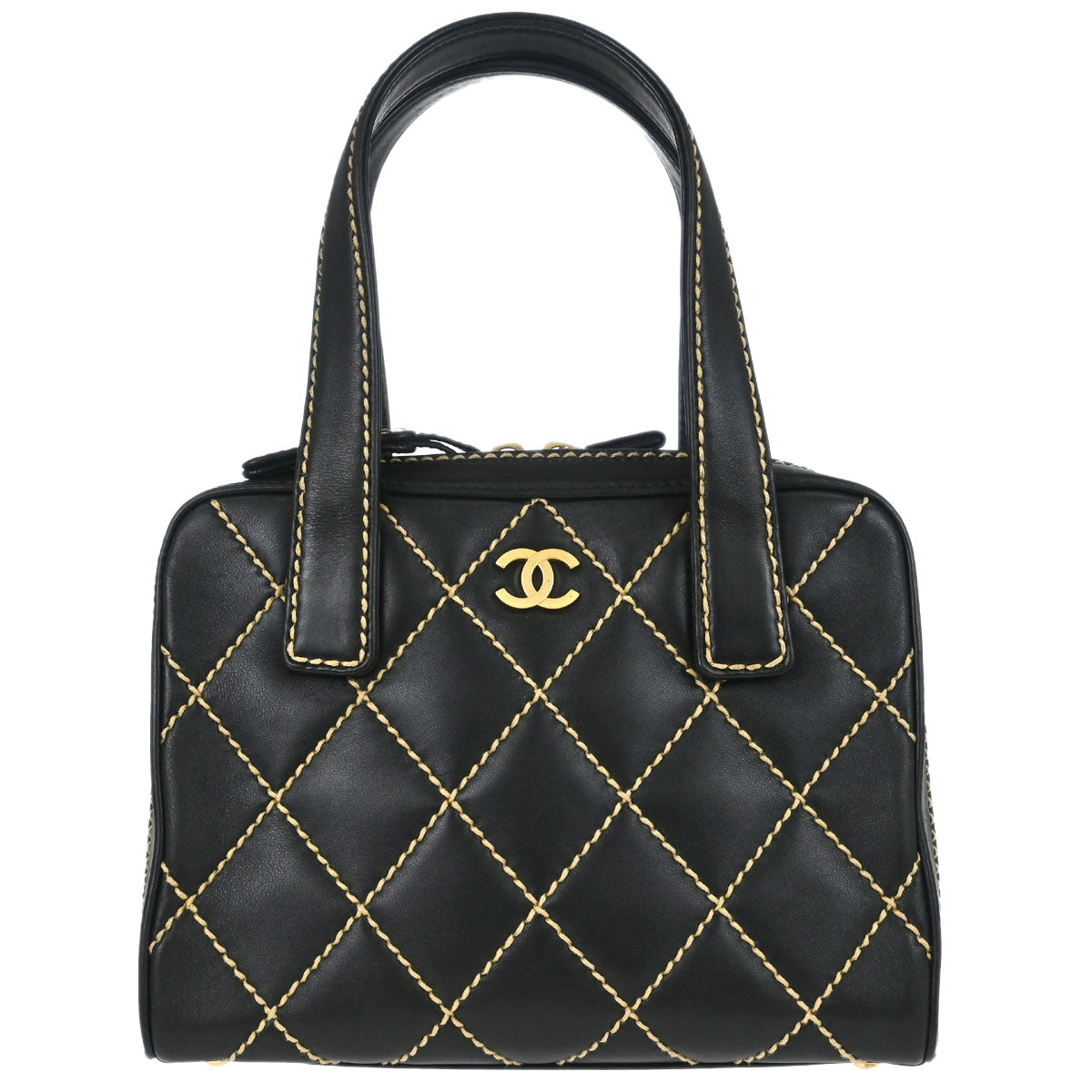 Chanel 2003-2004 Black Calfskin Wild Stitch Handbag
