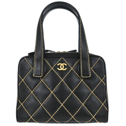 Chanel 2003-2004 Black Calfskin Wild Stitch Handbag