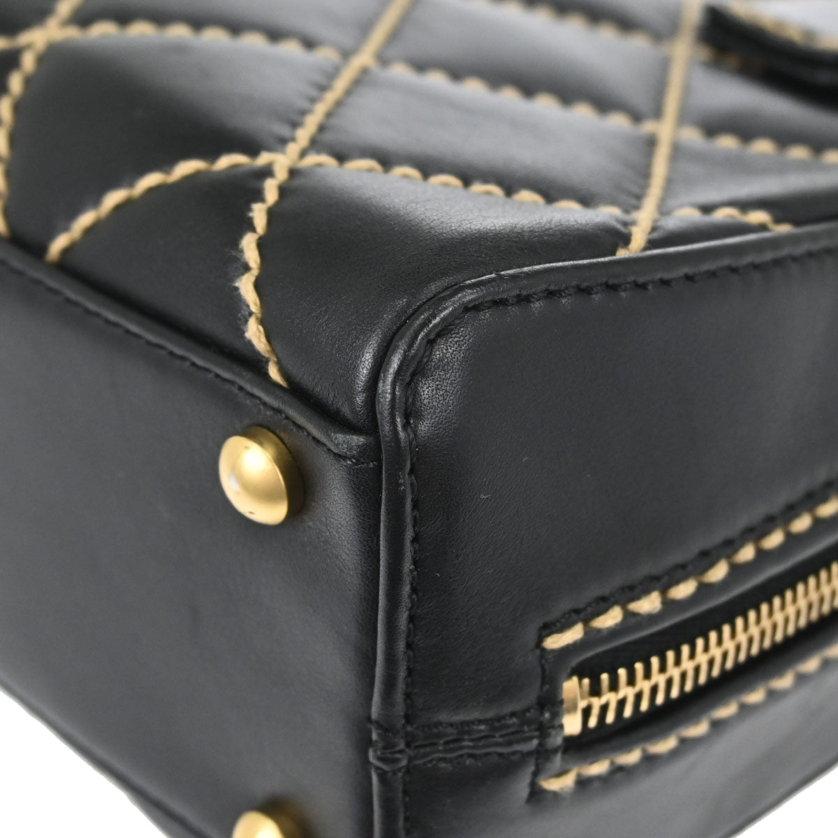 Chanel 2003-2004 Black Calfskin Wild Stitch Handbag