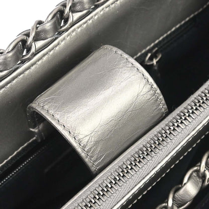 Chanel 2012 Metallic Silver Calfskin Chain Me Tote Handbag