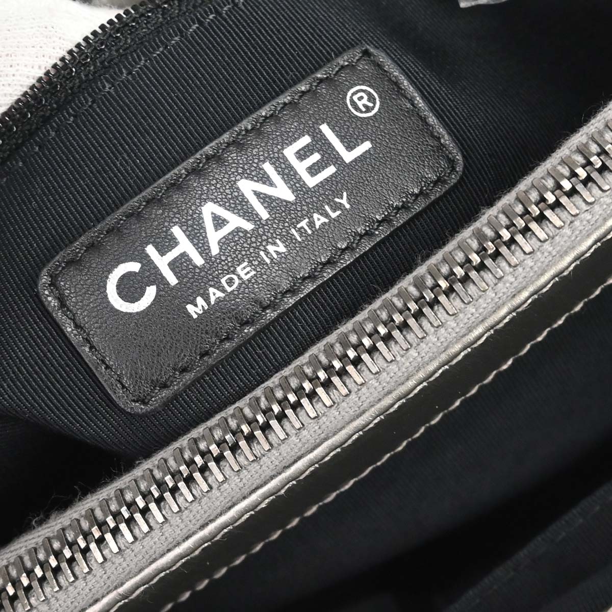 Chanel 2012 Metallic Silver Calfskin Chain Me Tote Handbag