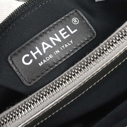Chanel 2012 Metallic Silver Calfskin Chain Me Tote Handbag