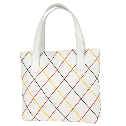 Chanel 2003-2004 White Calfskin Vivian Wild Stitch Tote Handbag