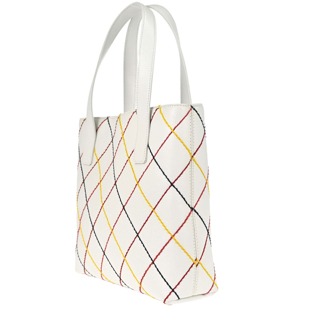 Chanel 2003-2004 White Calfskin Vivian Wild Stitch Tote Handbag