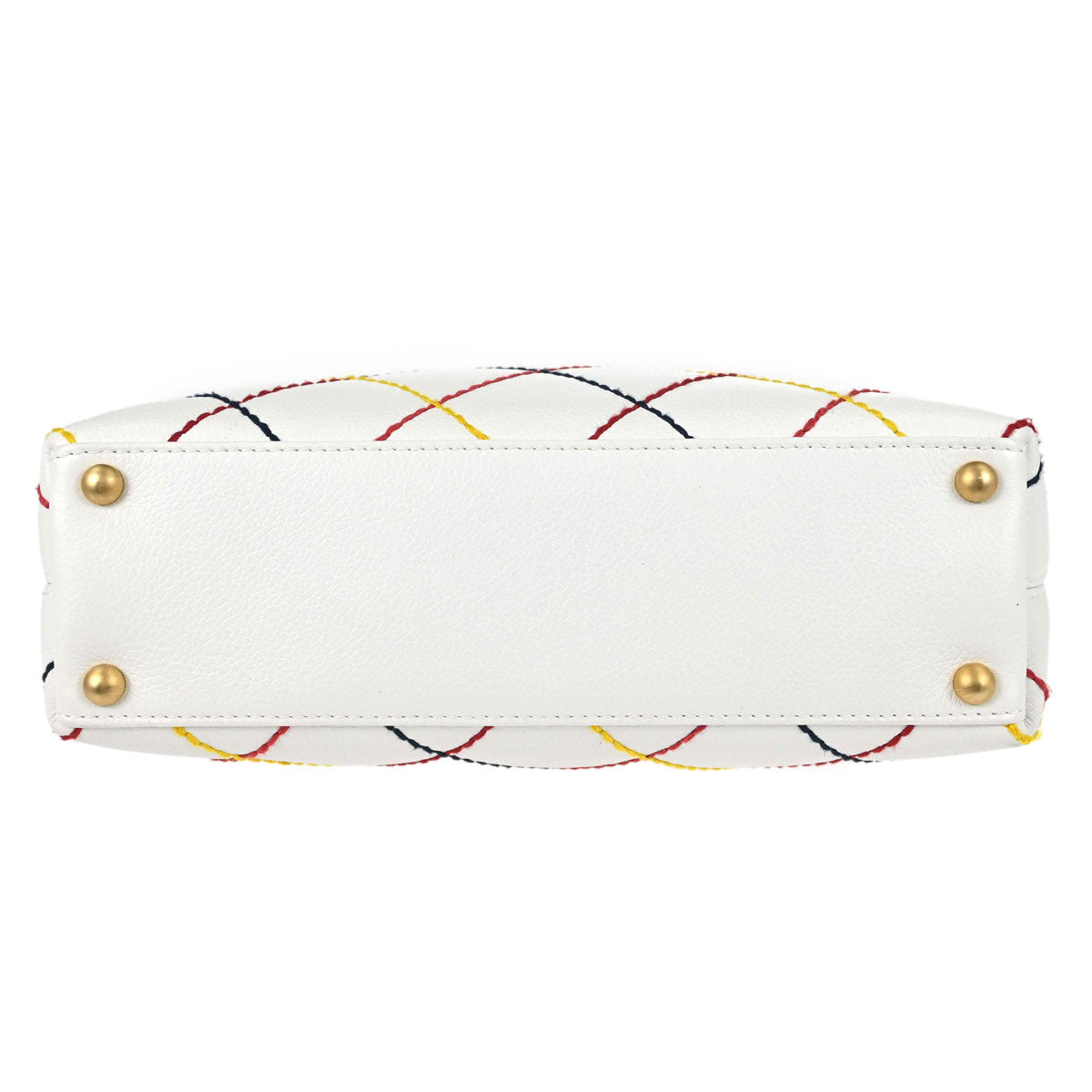 Chanel 2003-2004 White Calfskin Vivian Wild Stitch Tote Handbag
