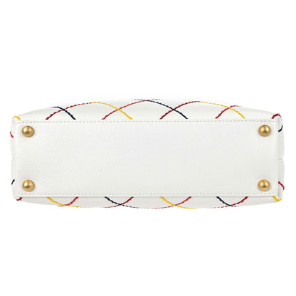 Chanel 2003-2004 White Calfskin Vivian Wild Stitch Tote Handbag