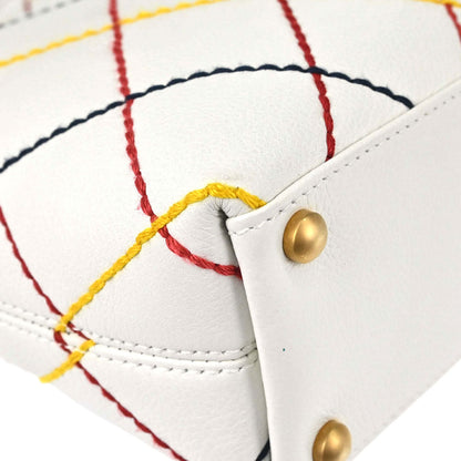 Chanel 2003-2004 White Calfskin Vivian Wild Stitch Tote Handbag
