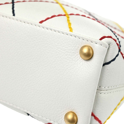 Chanel 2003-2004 White Calfskin Vivian Wild Stitch Tote Handbag