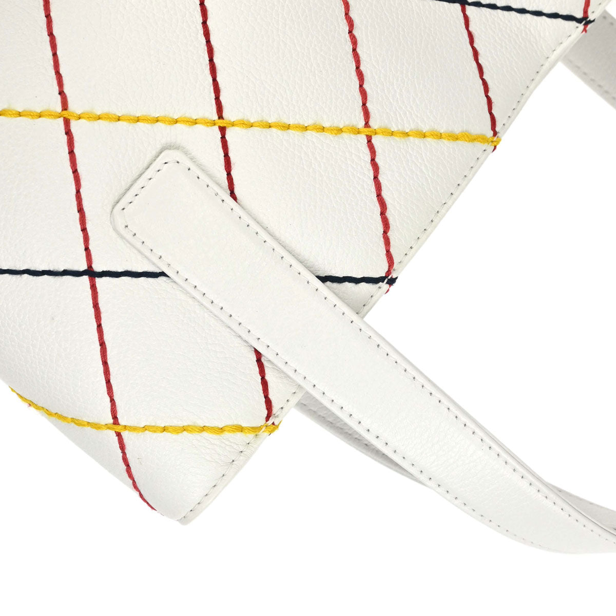 Chanel 2003-2004 White Calfskin Vivian Wild Stitch Tote Handbag