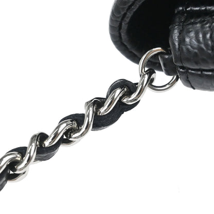 Chanel 2012 Black Caviar Skin Half Moon Flap WOC Wallet on Chain Shoulder Bag