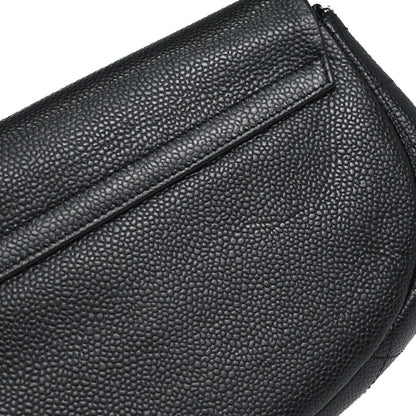 Chanel 2012 Black Caviar Skin Half Moon Flap WOC Wallet on Chain Shoulder Bag
