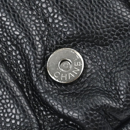 Chanel 2012 Black Caviar Skin Half Moon Flap WOC Wallet on Chain Shoulder Bag