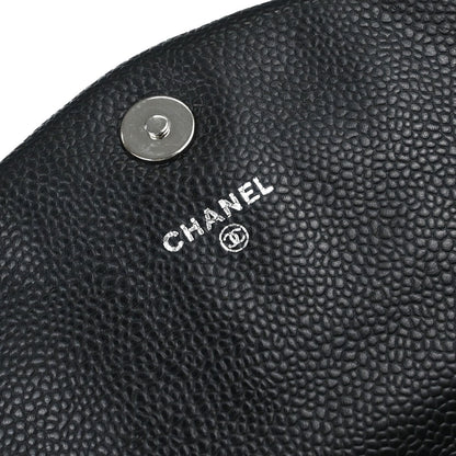 Chanel 2012 Black Caviar Skin Half Moon Flap WOC Wallet on Chain Shoulder Bag