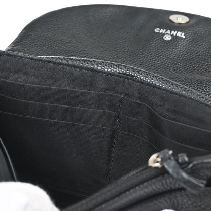Chanel 2012 Black Caviar Skin Half Moon Flap WOC Wallet on Chain Shoulder Bag