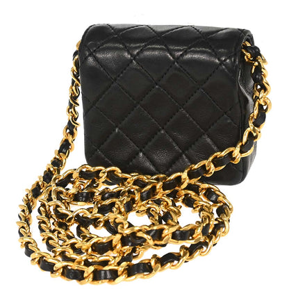 Chanel Black Lambskin Micro Classic Flap Shoulder Bag Pochette