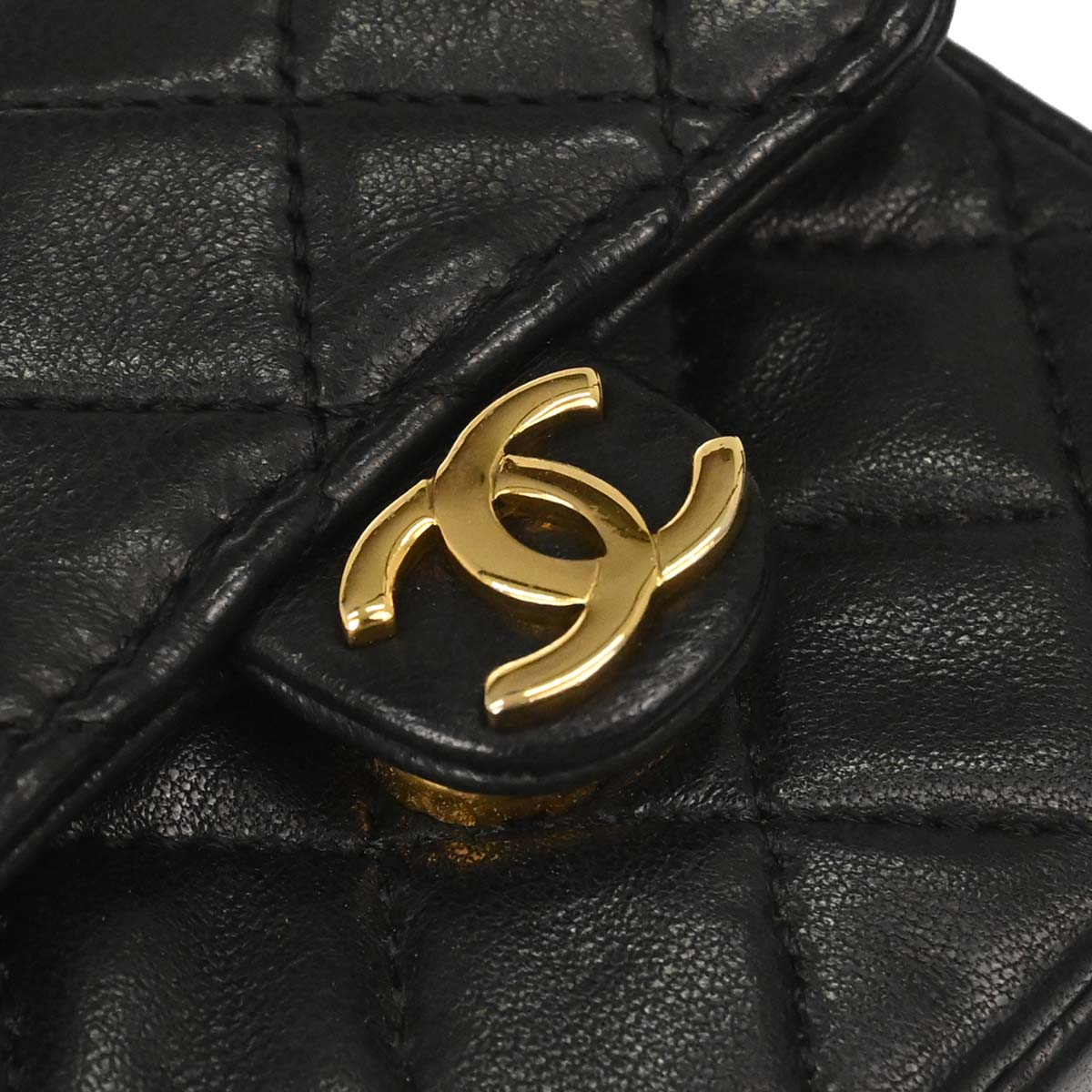Chanel Black Lambskin Micro Classic Flap Shoulder Bag Pochette