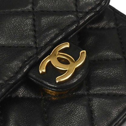 Chanel Black Lambskin Micro Classic Flap Shoulder Bag Pochette