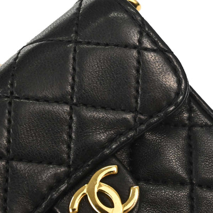 Chanel Black Lambskin Micro Classic Flap Shoulder Bag Pochette