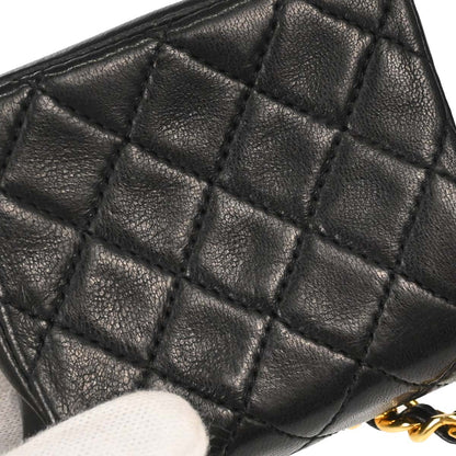 Chanel Black Lambskin Micro Classic Flap Shoulder Bag Pochette