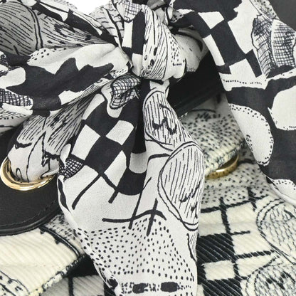 Chanel 2018-2019 Black White Silk Corduroy Chevron Shoulder Bag
