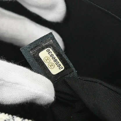 Chanel 2018-2019 Black White Silk Corduroy Chevron Shoulder Bag