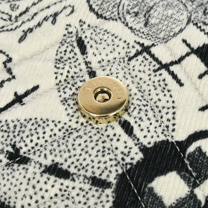 Chanel 2018-2019 Black White Silk Corduroy Chevron Shoulder Bag
