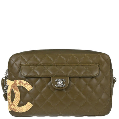Chanel * 2005-2006 Khaki Calfskin Python Cambon Ligne Shoulder Bag