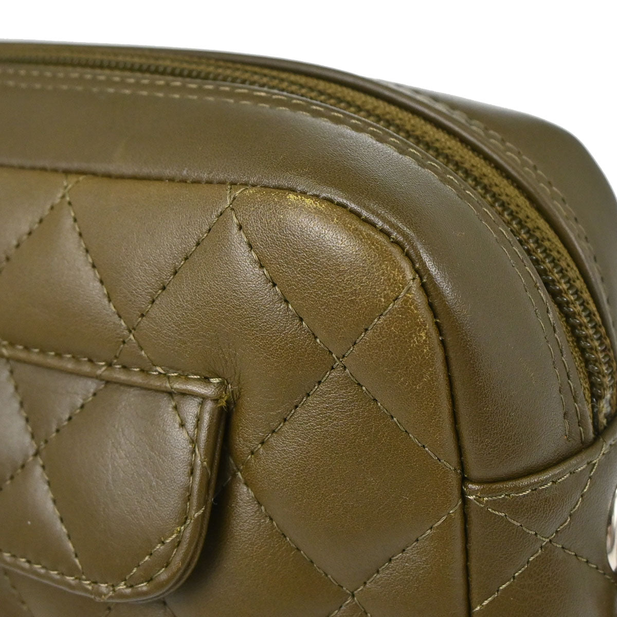 Chanel * 2005-2006 Khaki Calfskin Python Cambon Ligne Shoulder Bag