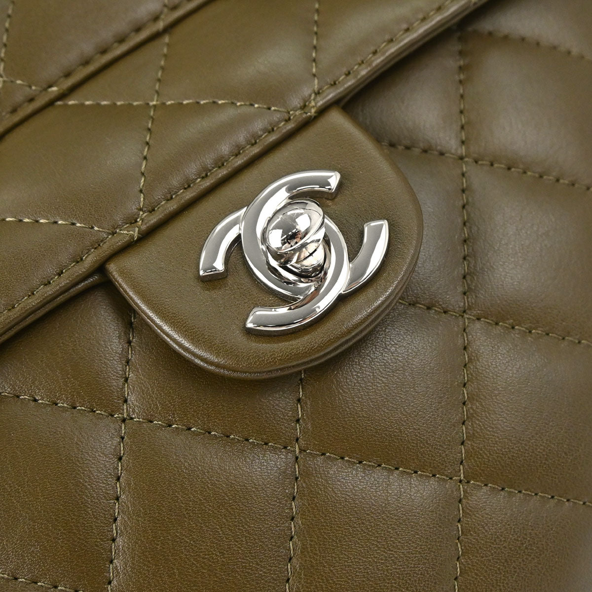 Chanel * 2005-2006 Khaki Calfskin Python Cambon Ligne Shoulder Bag