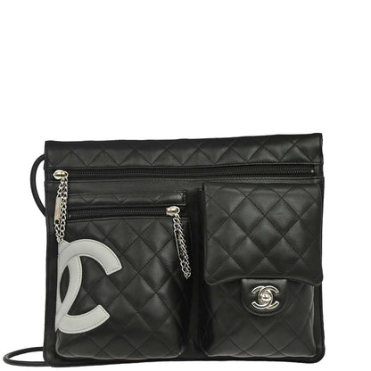 Chanel 2005-2006 Black Calfskin Cambon Shoulder Bag