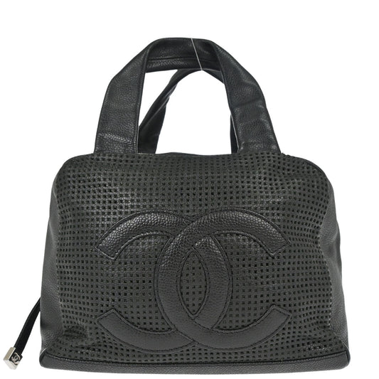 Chanel 2005-2006 Black Perforated Caviar Skin Handbag