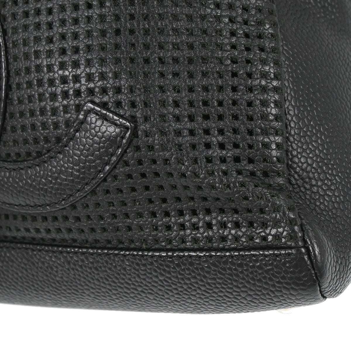Chanel 2005-2006 Black Perforated Caviar Skin Handbag