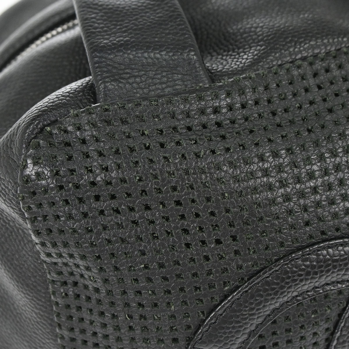 Chanel 2005-2006 Black Perforated Caviar Skin Handbag