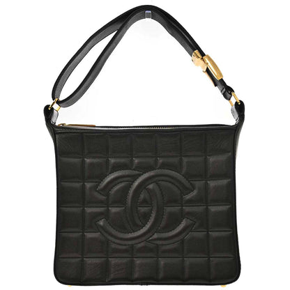 Chanel 2002-2003 Black Lambskin Choco Bar Shoulder Bag