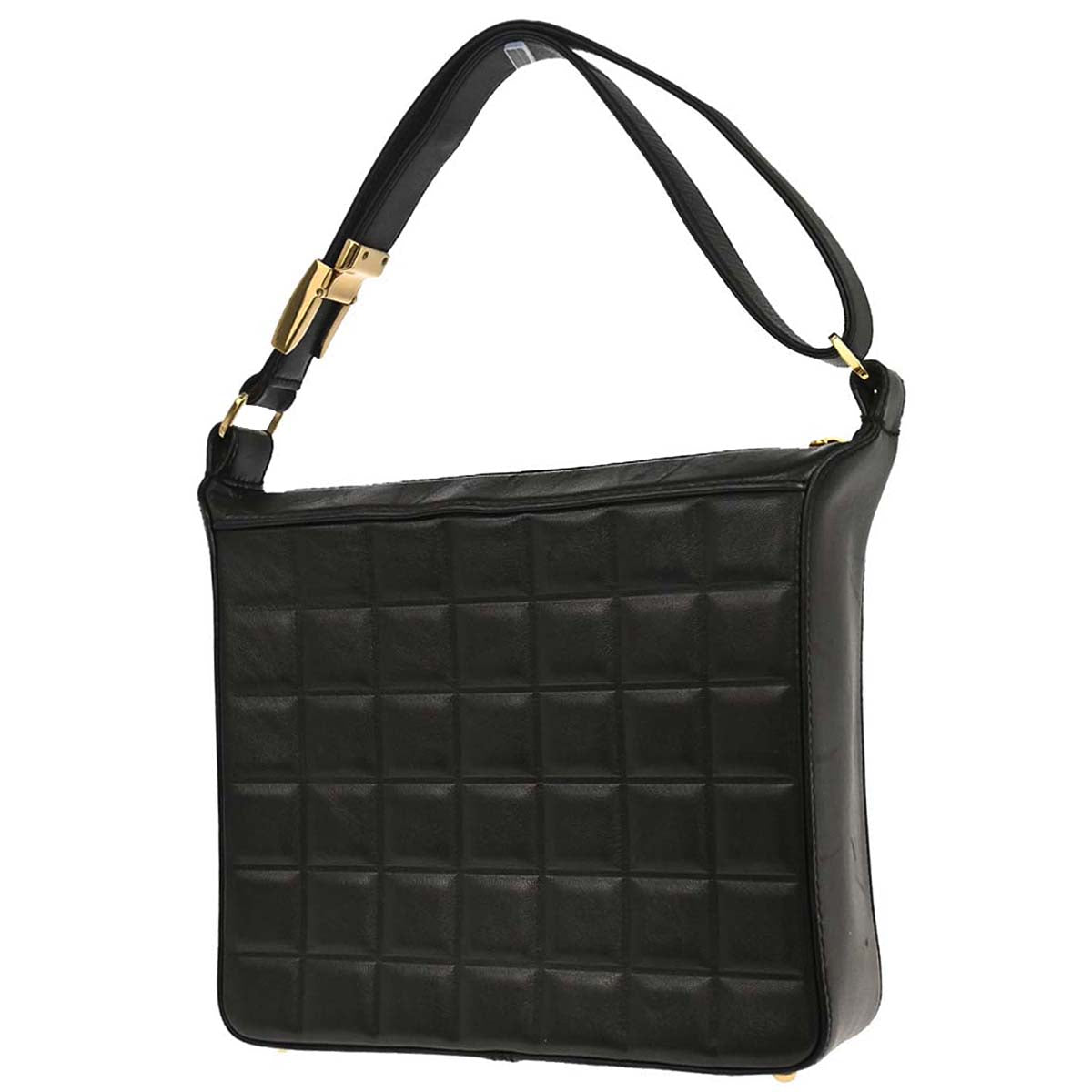 Chanel 2002-2003 Black Lambskin Choco Bar Shoulder Bag