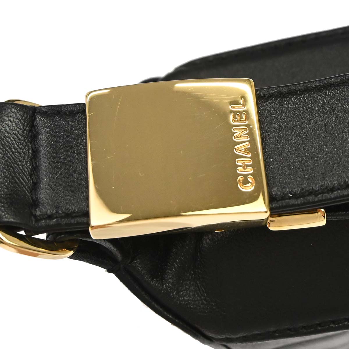 Chanel 2002-2003 Black Lambskin Choco Bar Shoulder Bag
