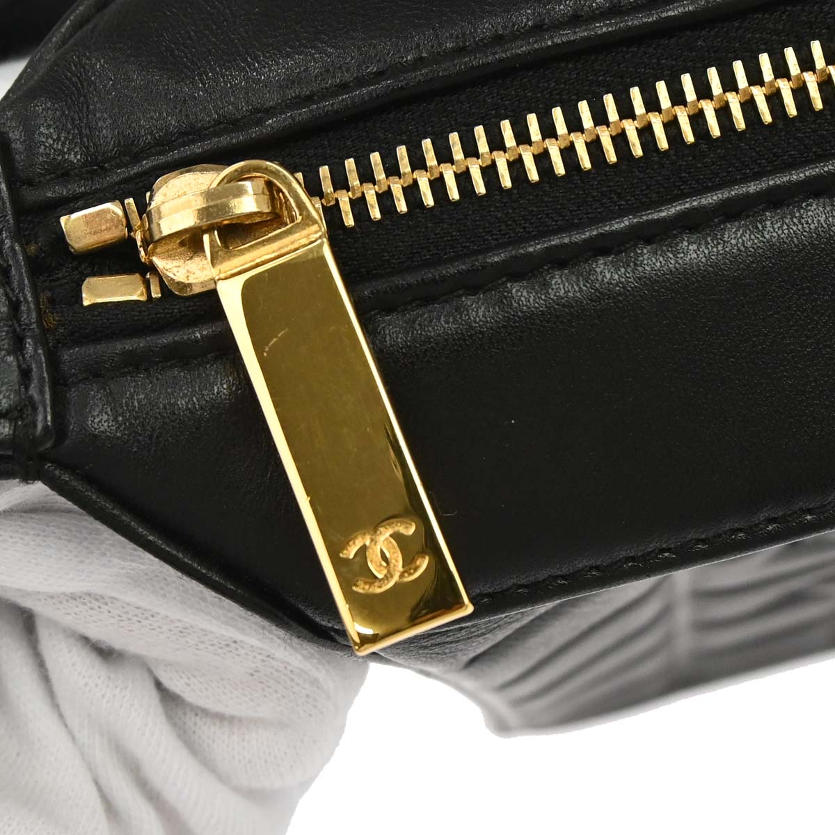 Chanel 2002-2003 Black Lambskin Choco Bar Shoulder Bag
