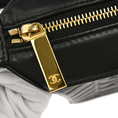 Chanel 2002-2003 Black Lambskin Choco Bar Shoulder Bag