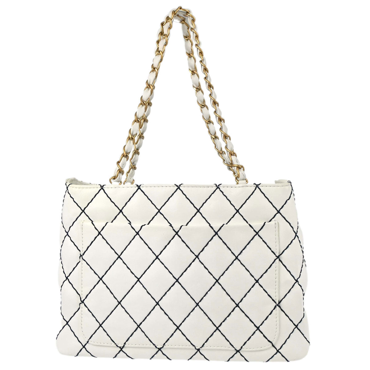Chanel 2000-2002 White Calfskin Wild Stitch Tote Bag